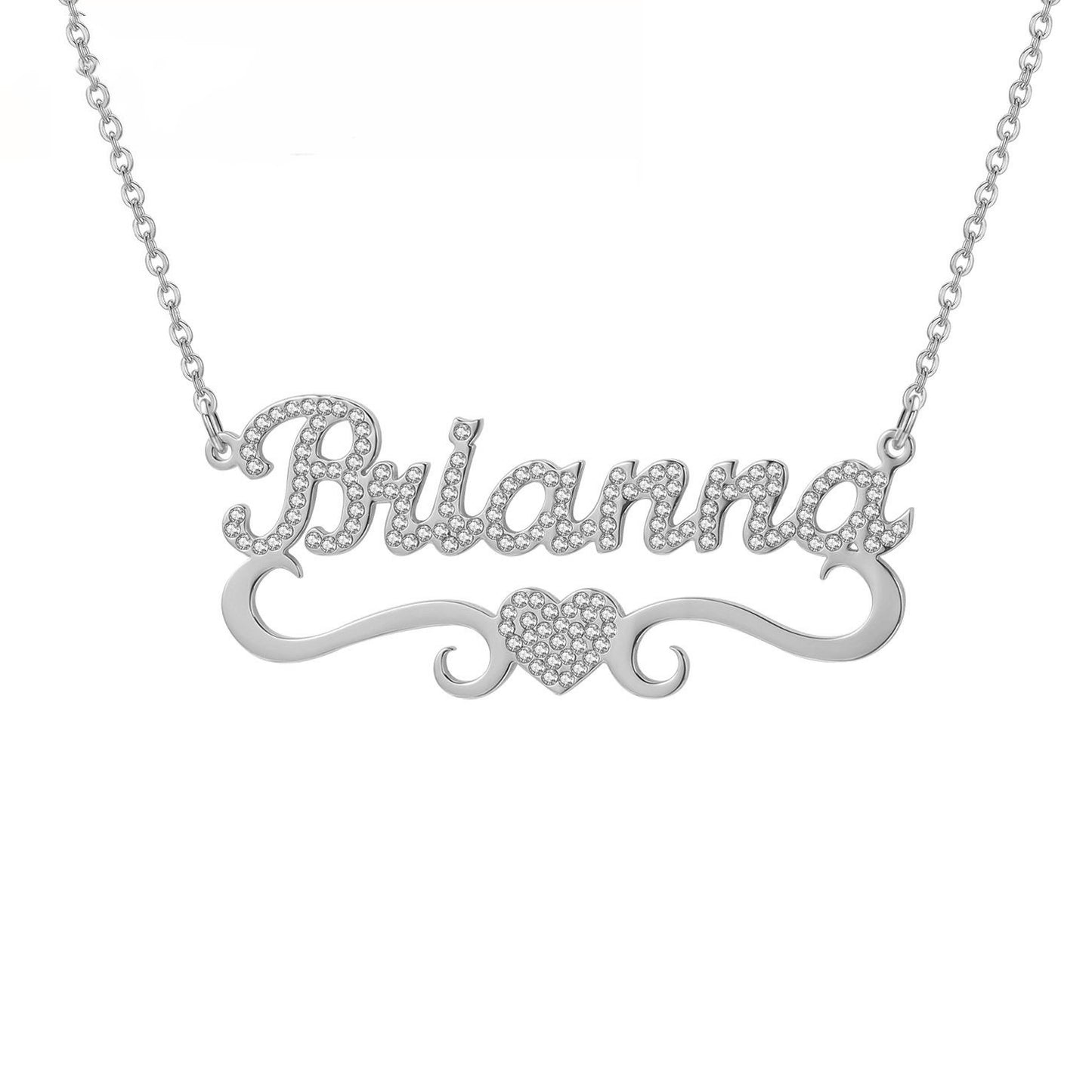 Personalized Heart Iced Out Name Necklace Butterfly Pendants