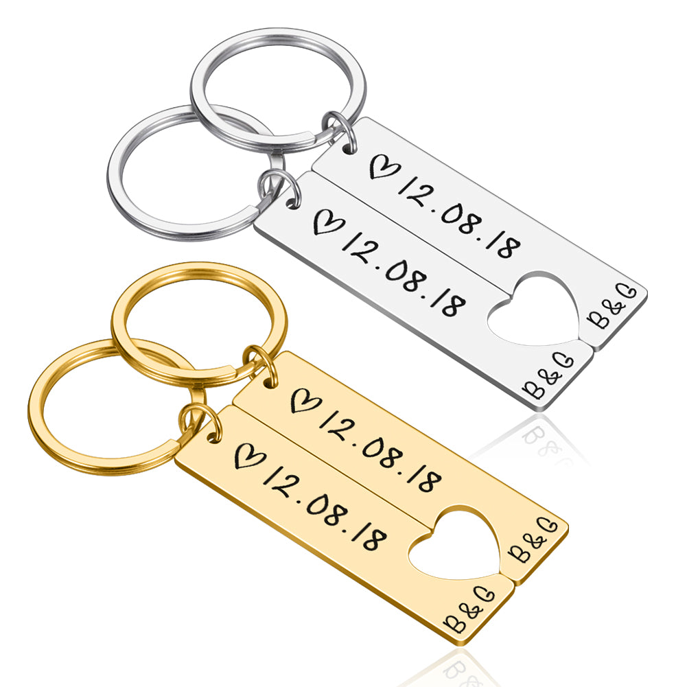 Customized Couples Keychain Boyfriend Girlfriend Keyring Husband Anniversary Valentine Day Gift
