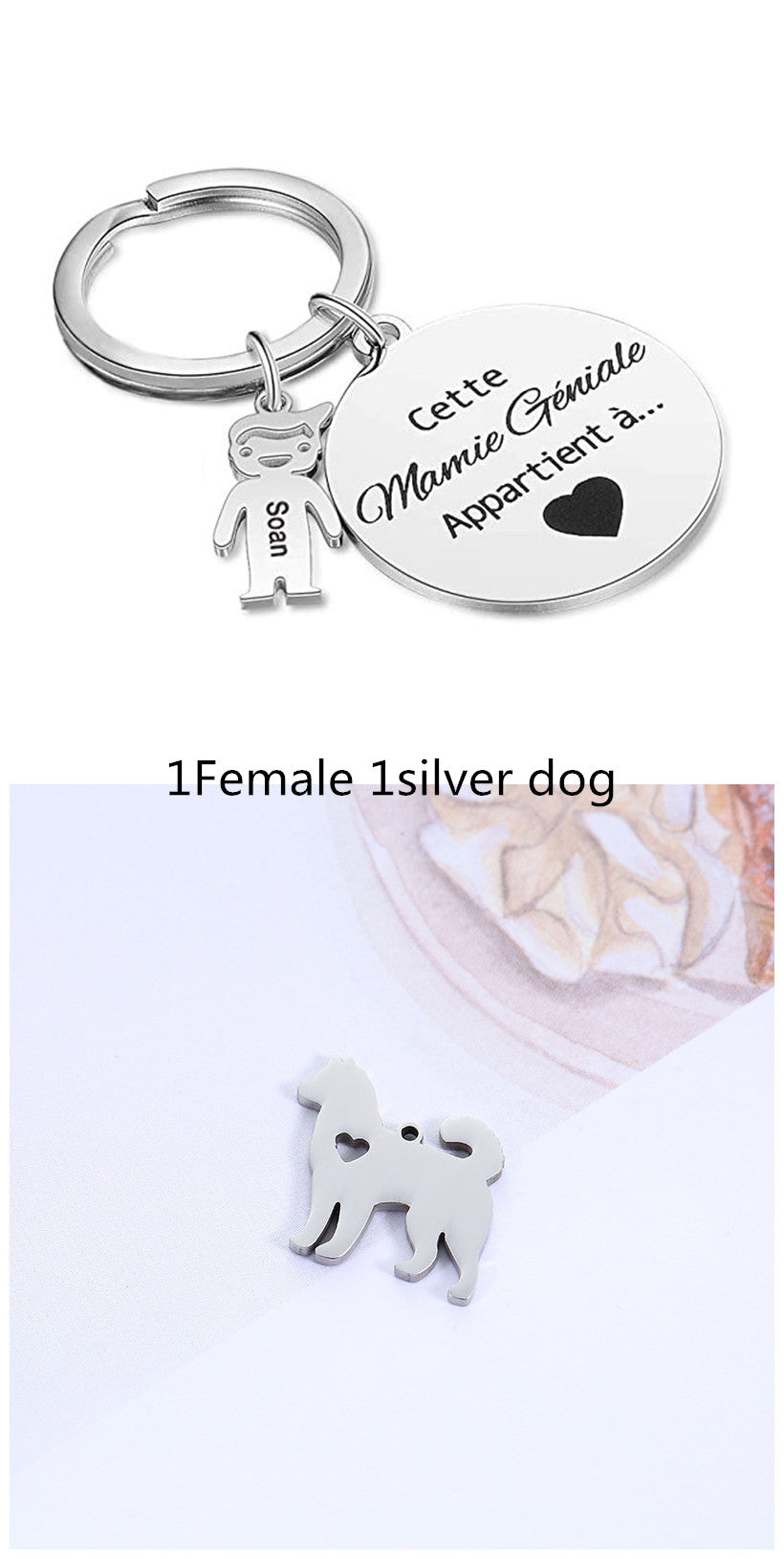 Custom Key Ring Key Accessories Pet Dog Stainless Steel Puppy Hollow Peach Heart Pendant