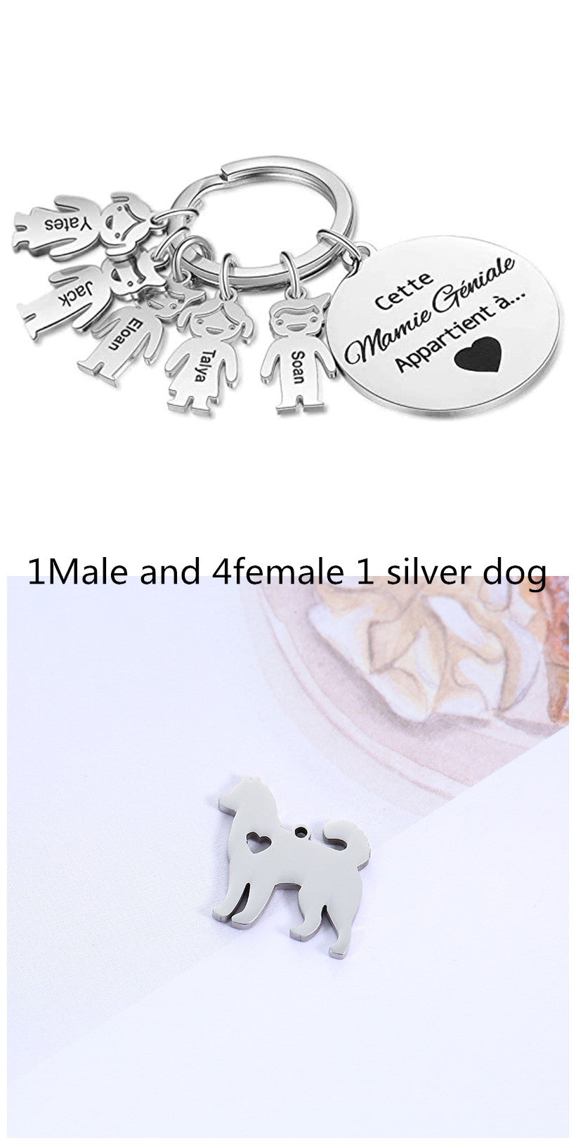 Custom Key Ring Key Accessories Pet Dog Stainless Steel Puppy Hollow Peach Heart Pendant