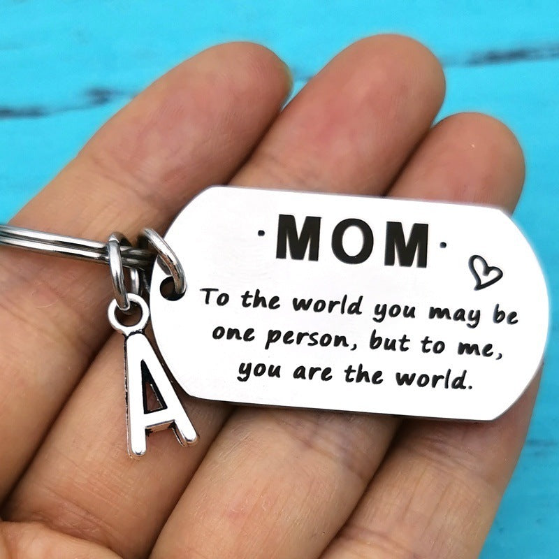 Parents' Stainless Steel Keychain 26 Letters