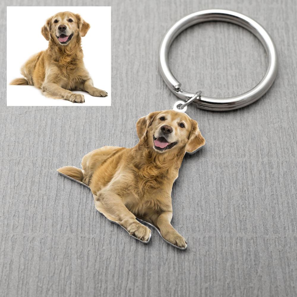 Custom Keychain Picture Keyring Dog Photo  Pet Memo