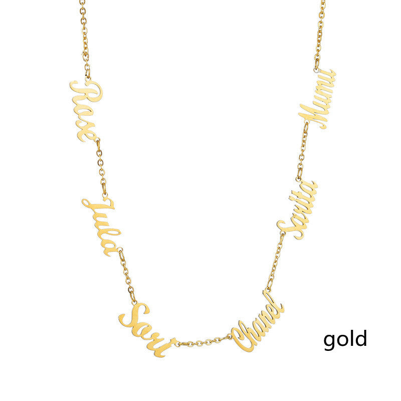 multi name necklace gold