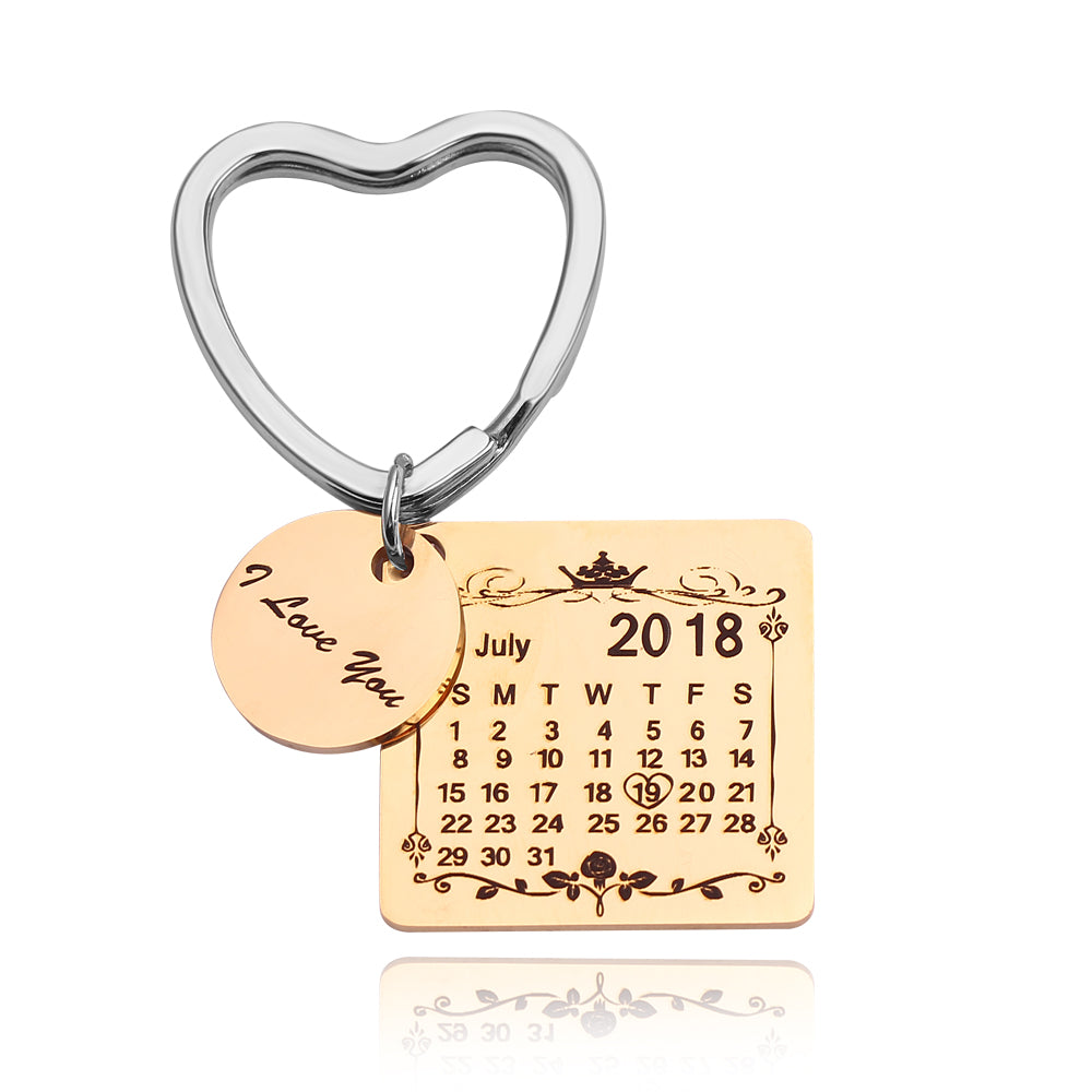 Personalized Calendar Keychain Custom Photo Engraved