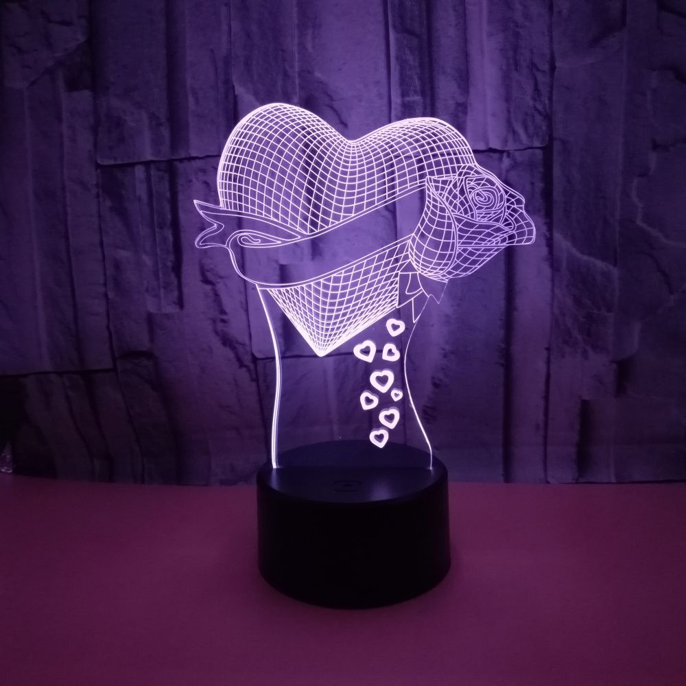 Loving Heart With Rose Table Lamp