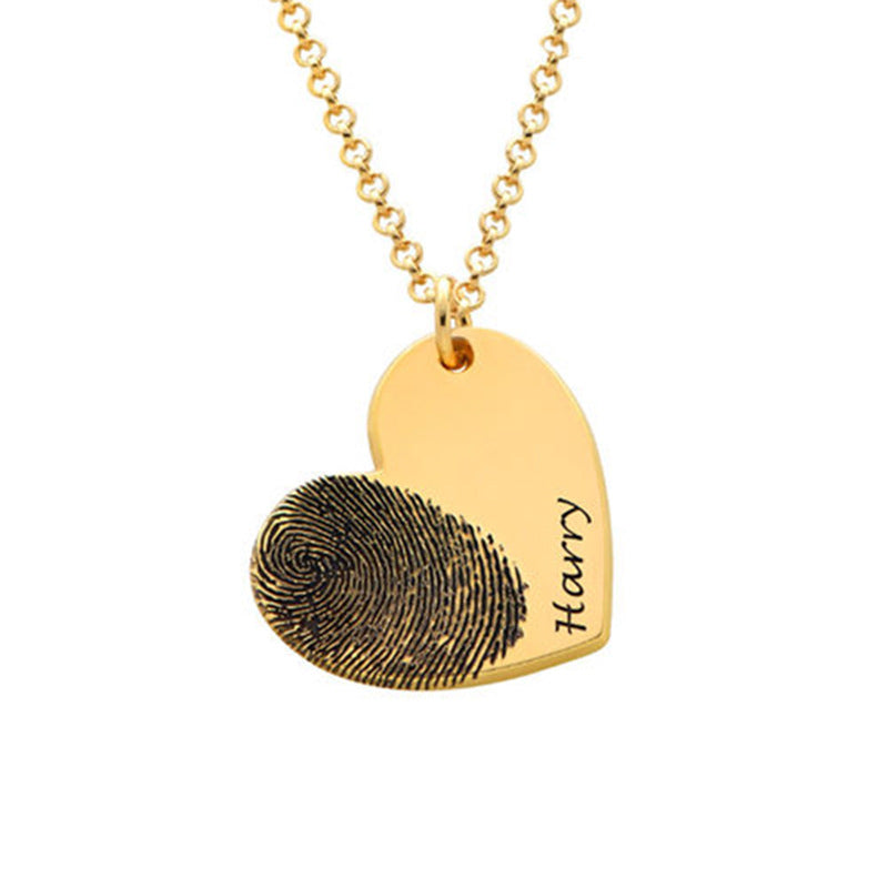 Gold personalized fingerprint necklace