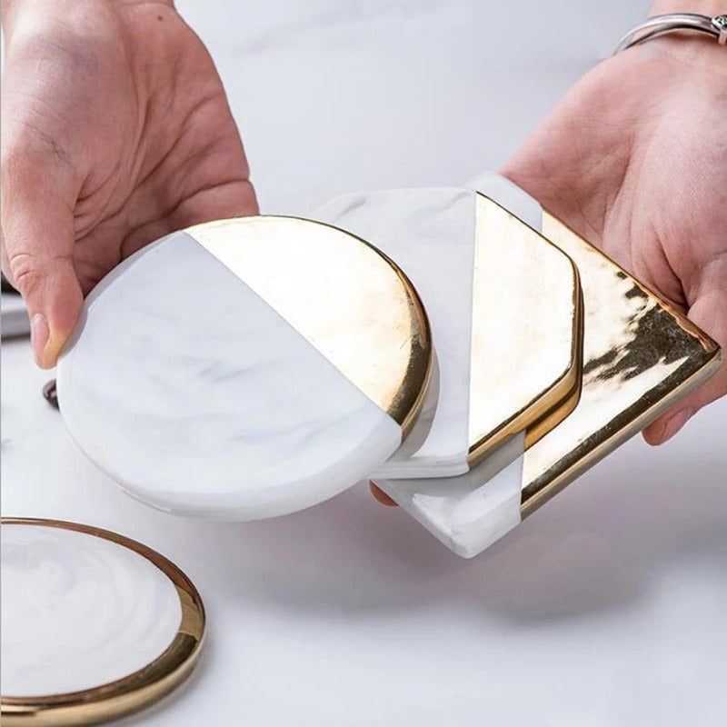 gold-plated ceramic coasters Marble