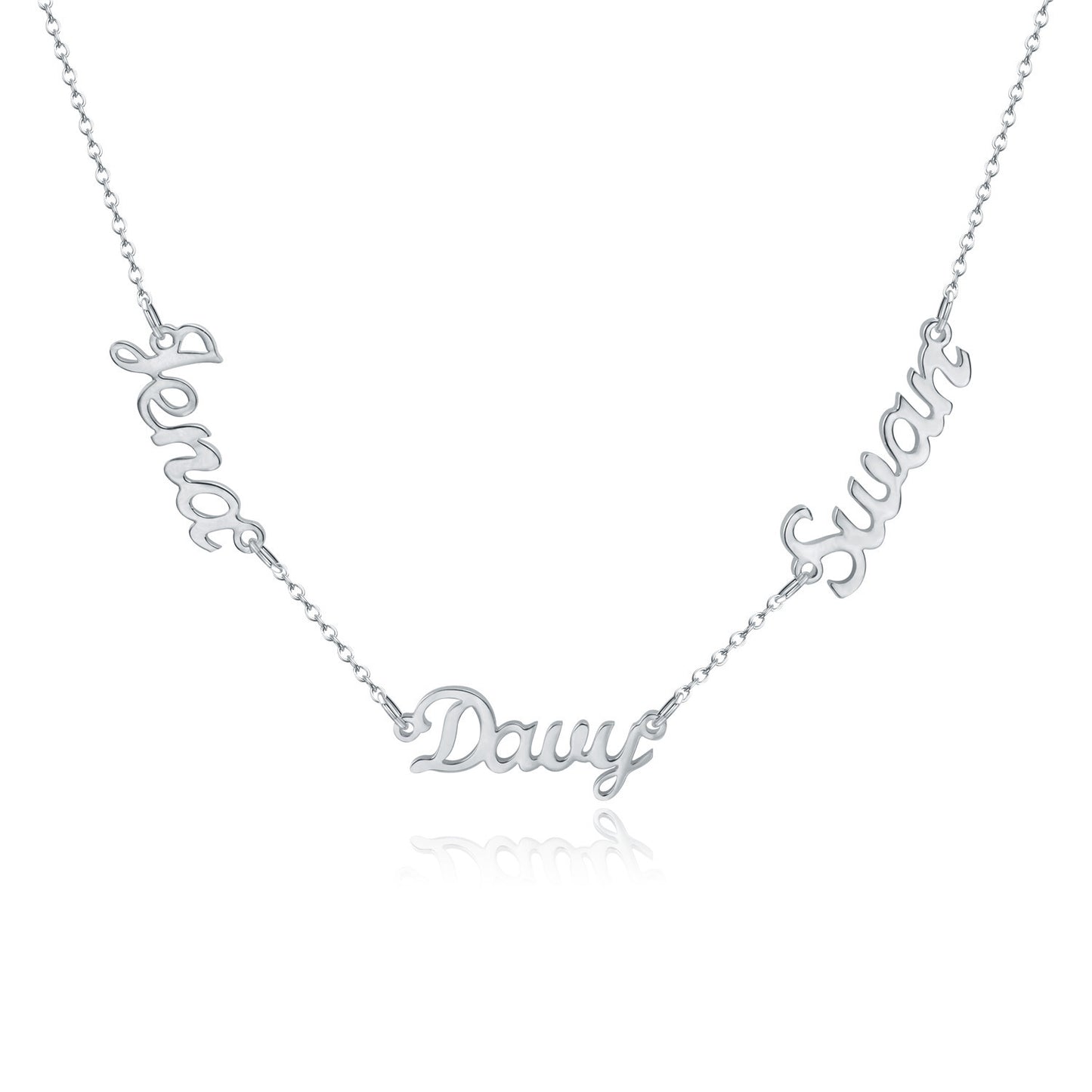 multi name necklace Silver