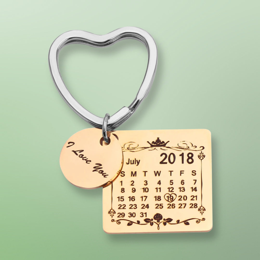 Heart-Shaped Personalized Calendar Keychain 
